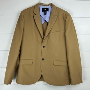 H&M 44R Slim Fit Camel Cotton Twill Blazer Jacket